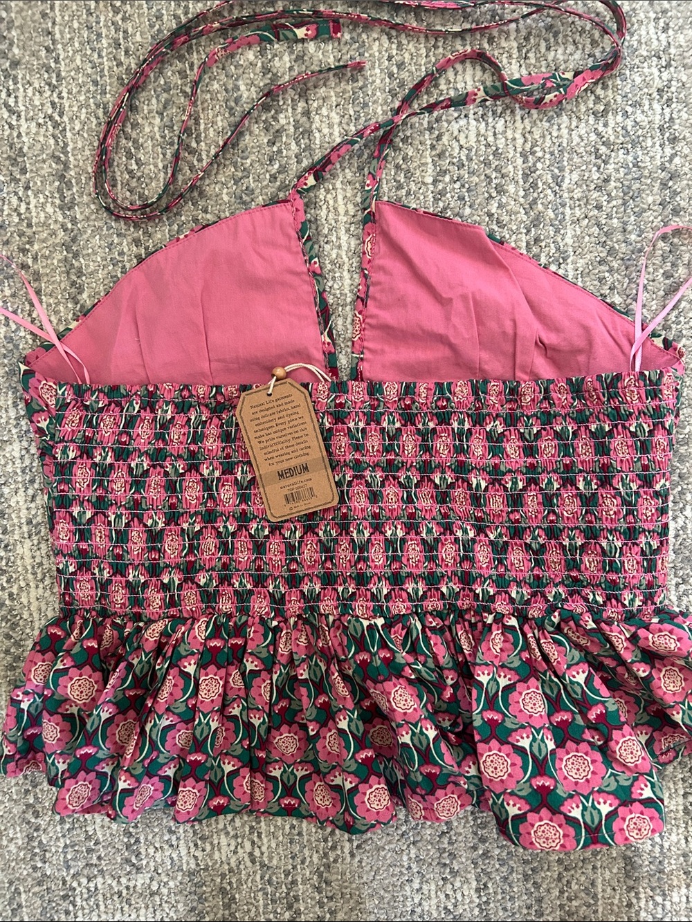 NATURAL LIFE Pink & Green Floral Ruffle Tank - Picture 4 of 5